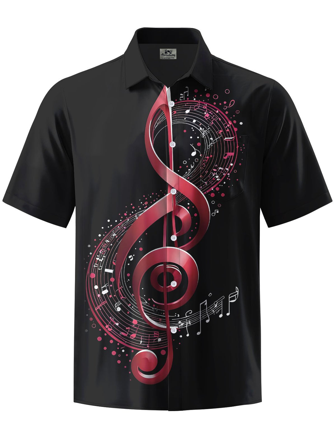 Alohadaddy® Casual Musical Notes Printed Chest Pocket Men&