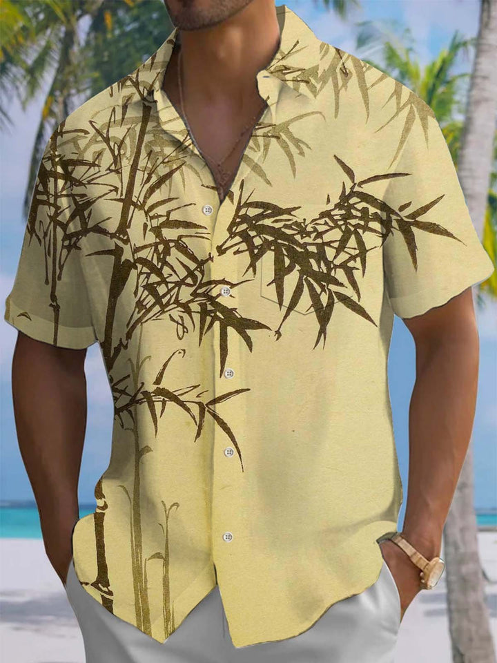 Alohadaddy® Vintage Bamboo Art Print Chest Pocket Men&