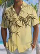 Alohadaddy® Vintage Bamboo Art Print Chest Pocket Men's Stretch Short Sleeve Shirt Big & Tall
