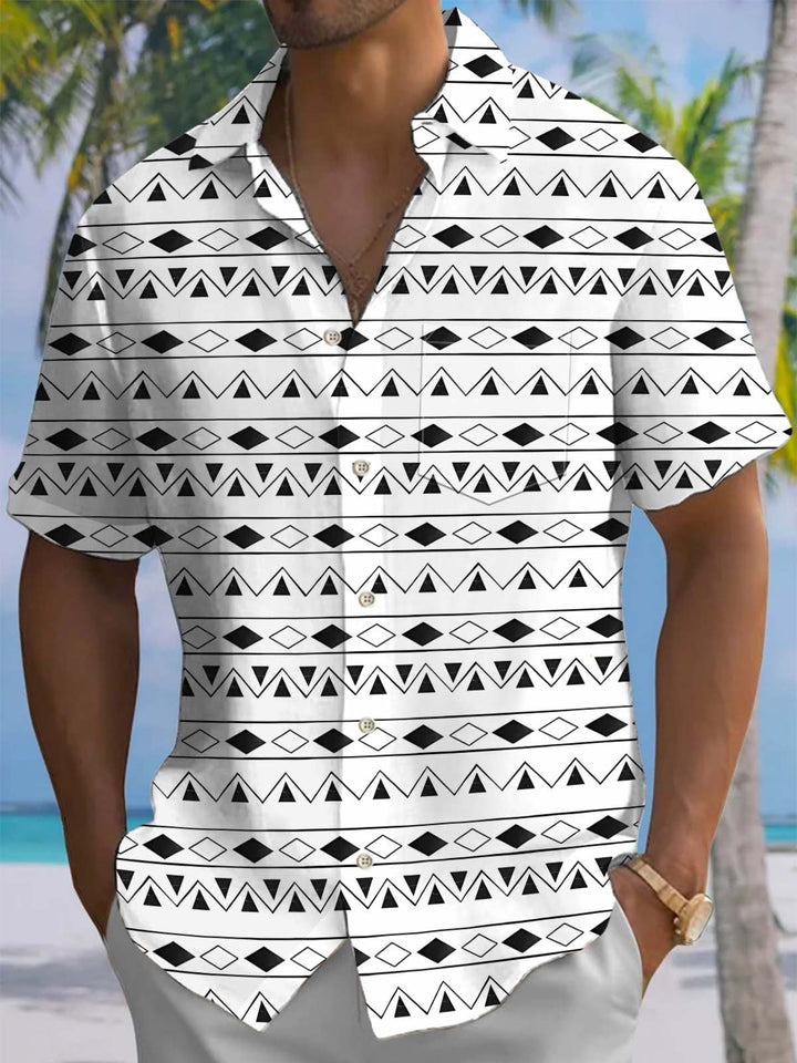Alohadaddy® Casual Striped Geometric Art Print Pocket Stretch Men&