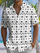 Alohadaddy® Casual Striped Geometric Art Print Pocket Stretch Men's Short Sleeve Shirt Big & Tall