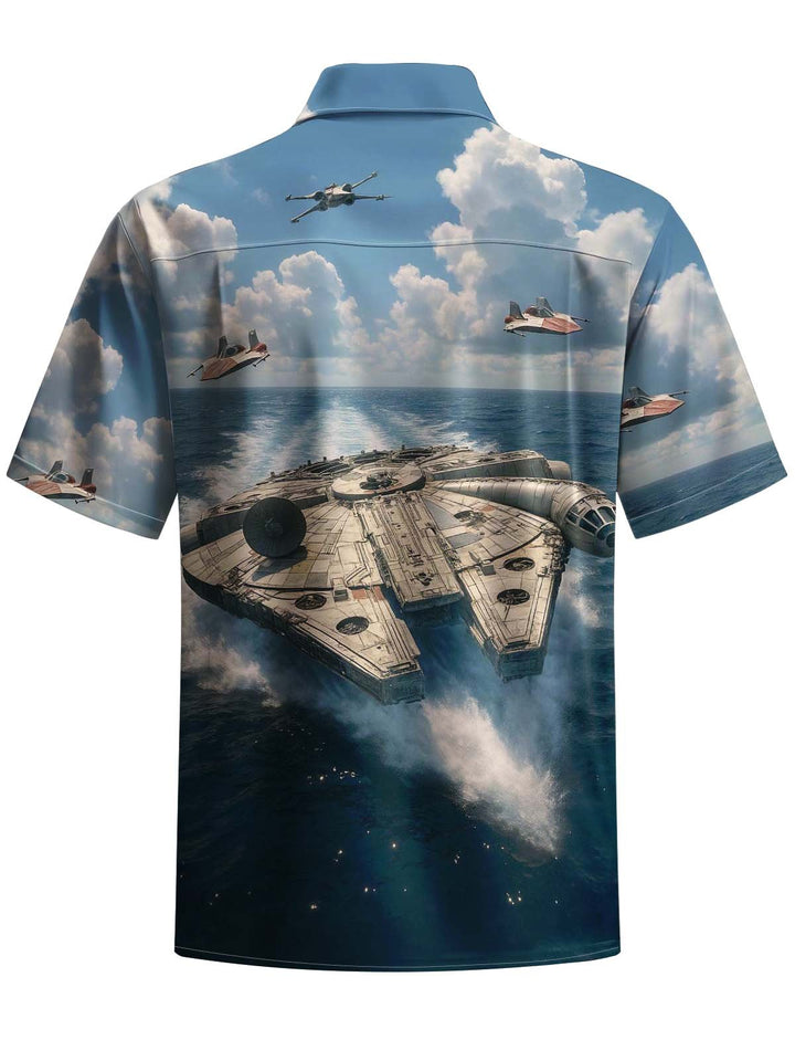 Alohadaddy® Casual Spaceship Fighter Print Art Pocket Stretch Men&