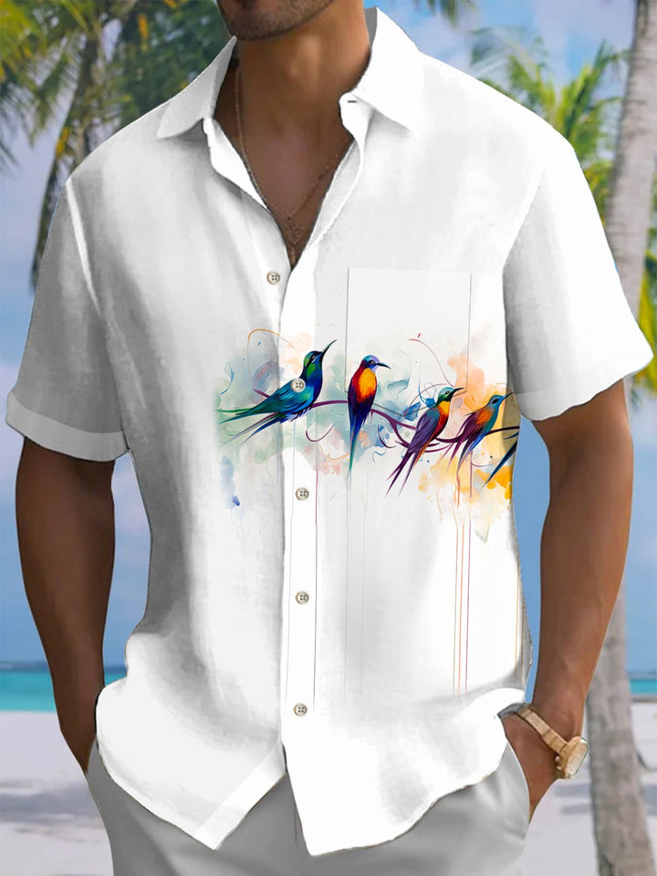 Alohadaddy® Casual Bird Art Print Pocket Stretch Men&