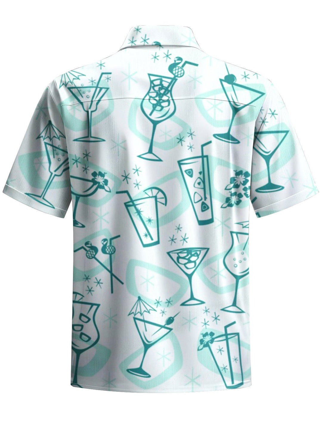 Alohadaddy® Retro Cocktail Geometric Print Stretch Pocket Button Men&