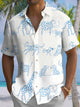 Alohadaddy® Casual Animal Elephant Print Button Pocket Stretch Men's Short Sleeve Shirt Big & Tall