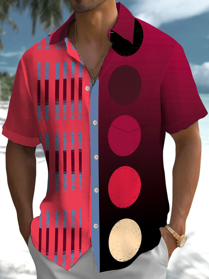 Alohadaddy® Retro Stripe Geometric Print Pocket Stretch Men&