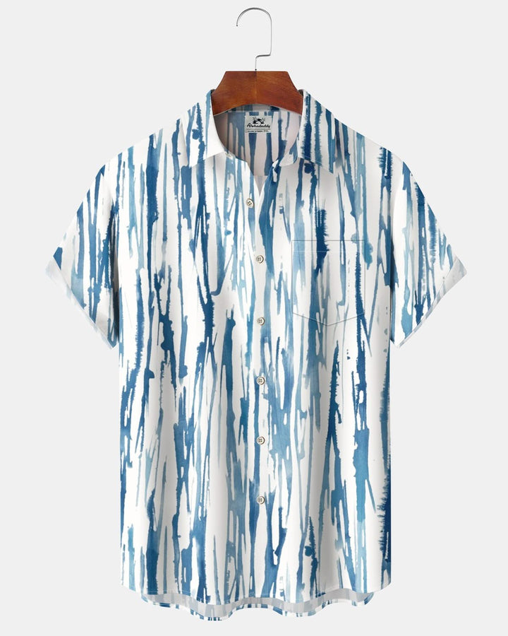 Alohadaddy® Casual Stripe Print Button Pocket Stretch Men&