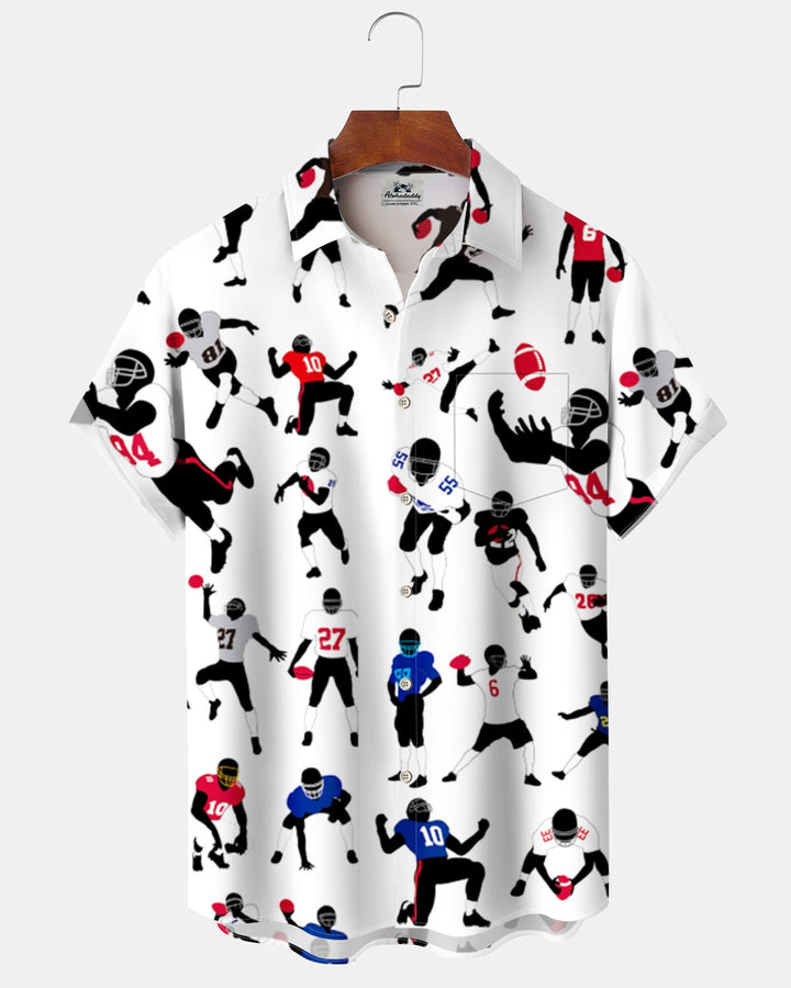 Alohadaddy® Casual Sport Rugby Print Art Button Stretch Pocket Men&