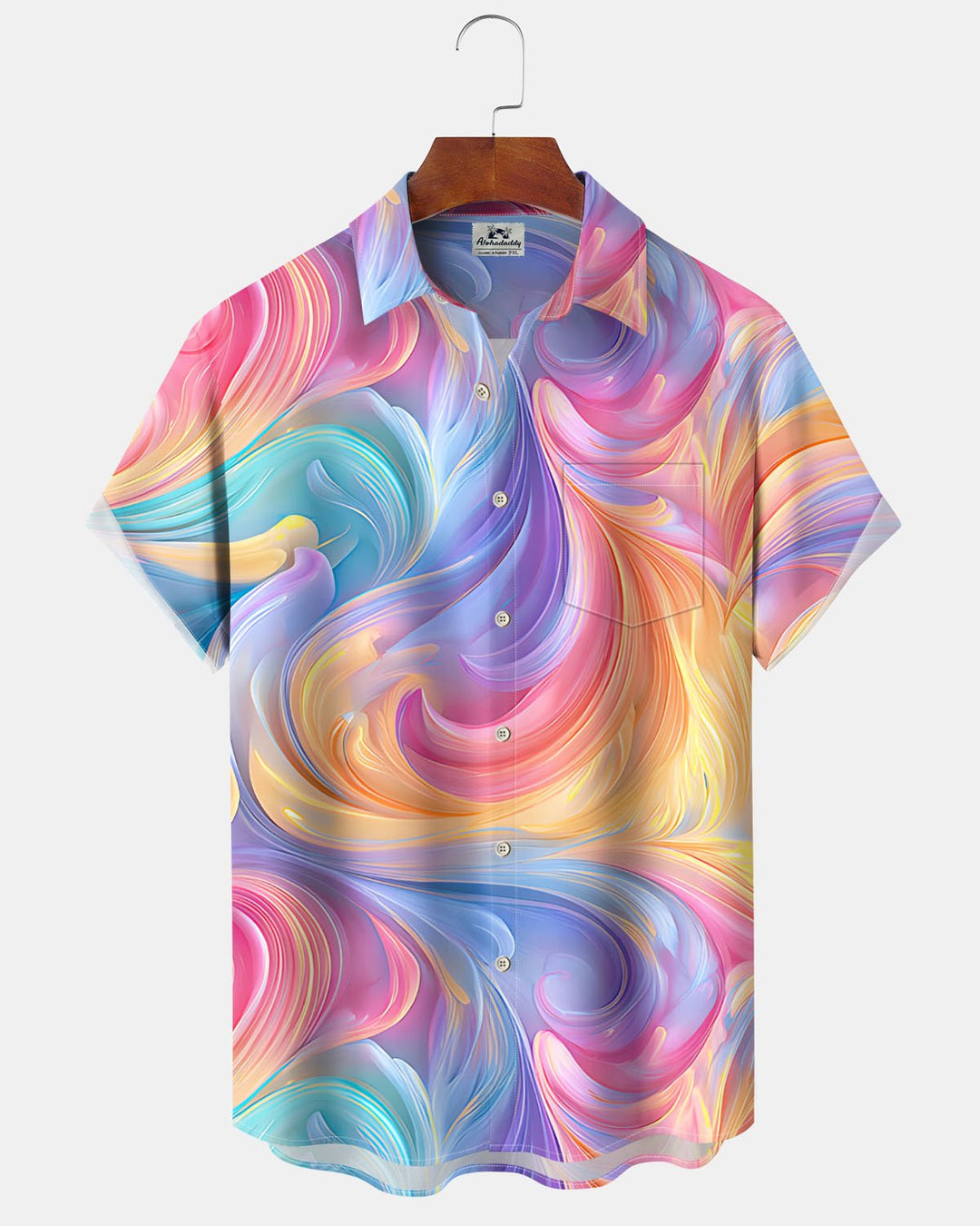 Alohadaddy® Casual Abstract Vibrant Fluid Print Art Button Cardigan Men&