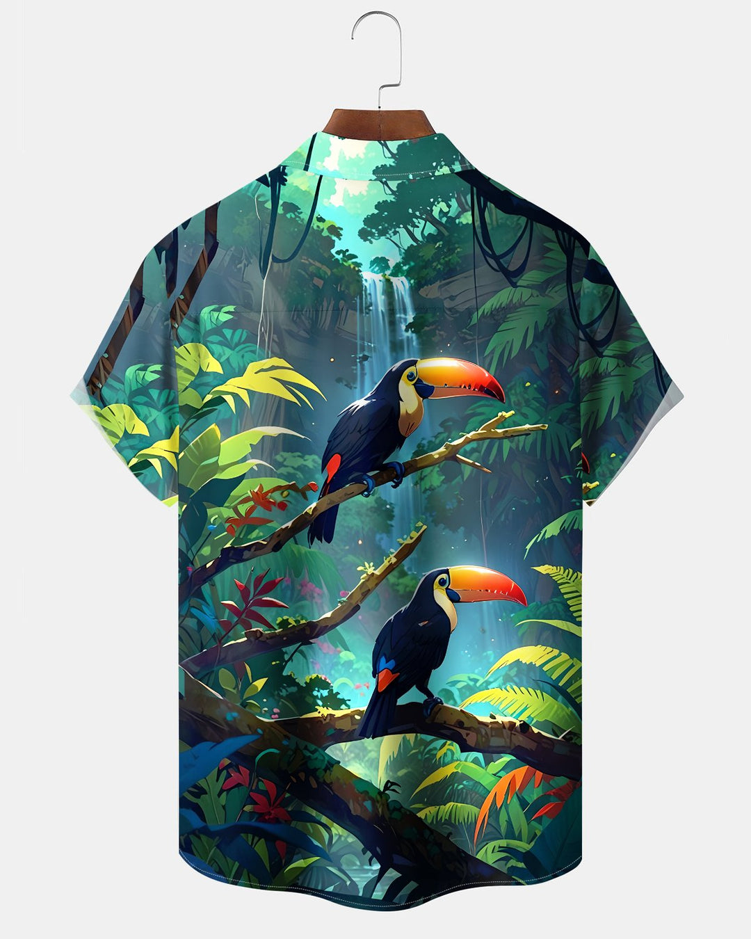 Alohadaddy® Hawaiian Parrot Print Art Button Pocket Cardigan Men&