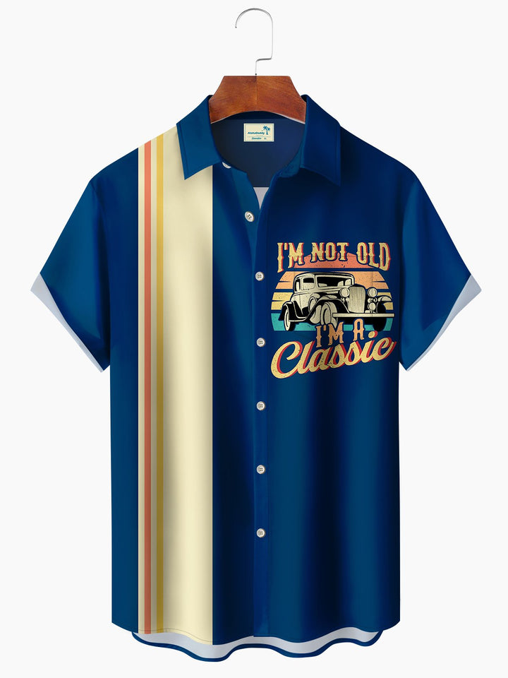 Camisa hawaiana con letras vintage de Alohadaddy No soy viejo, soy una camisa clásica de bolos