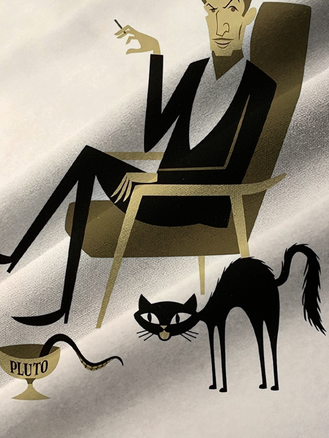 Alohadaddy® Retro 1950s Mid-century Atomic Age Geometric Man Cat Graphic Print Men&