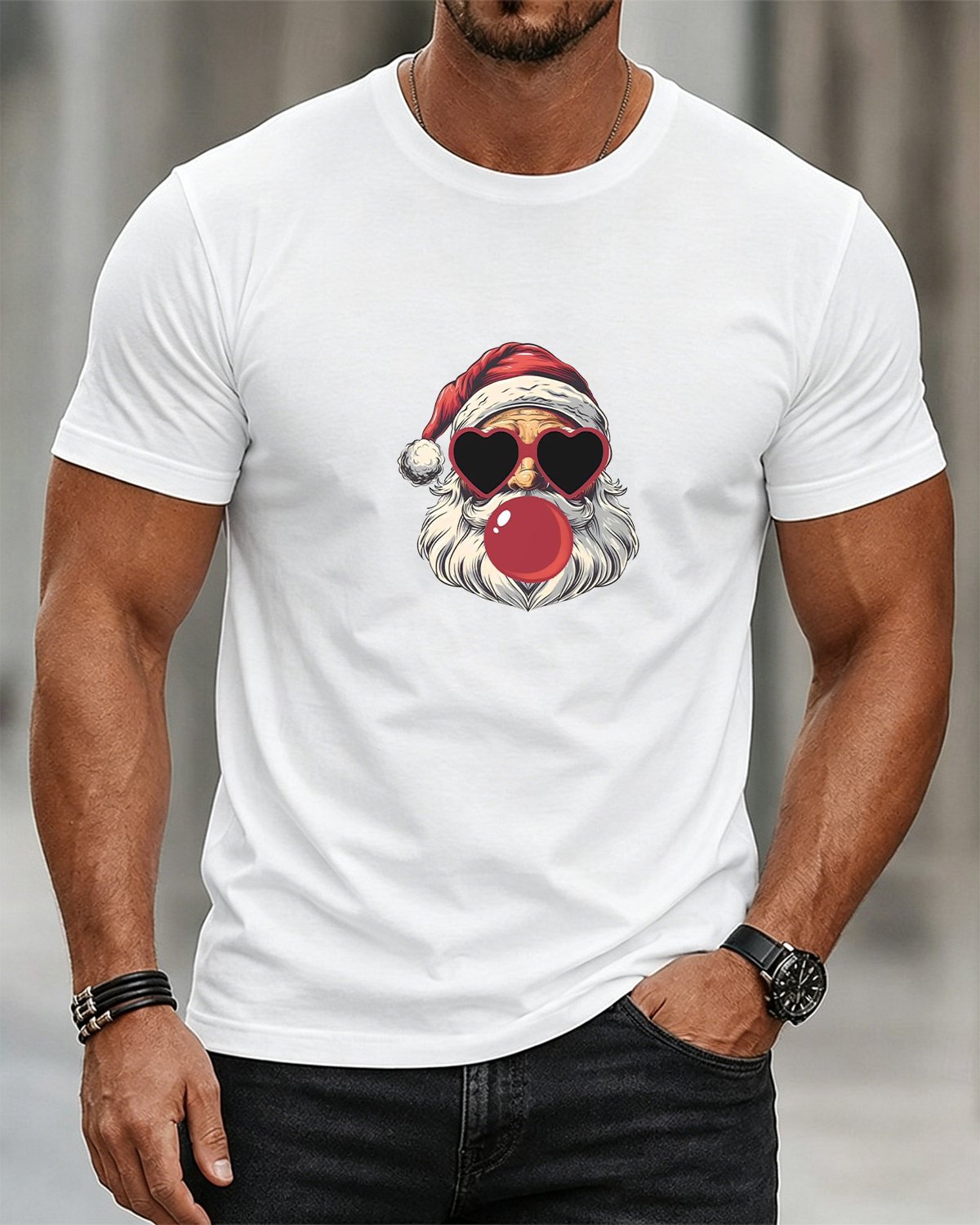 Alohadaddy® Casual Men's Trendy Santa Claus Pattern Short-Sleeve T-Shirt