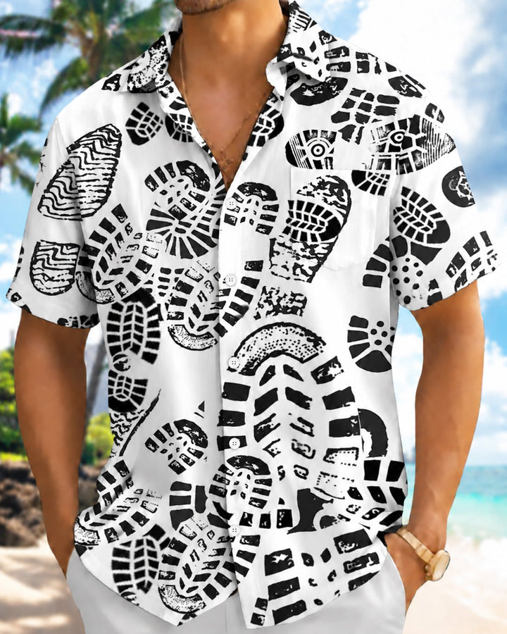 Alohadaddy® Casual Abstract Footprint Print Men&