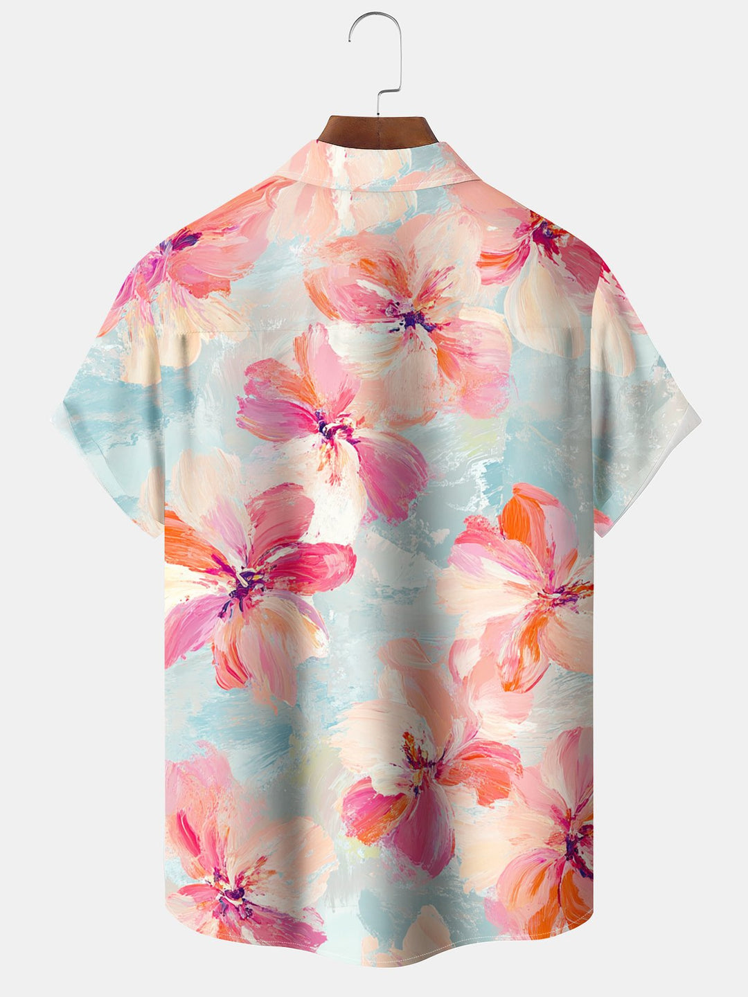 Alohadaddy® Casual Flowers Painting Print Art Pockets Wicking Hawaiian Shirts Big &amp; Tall