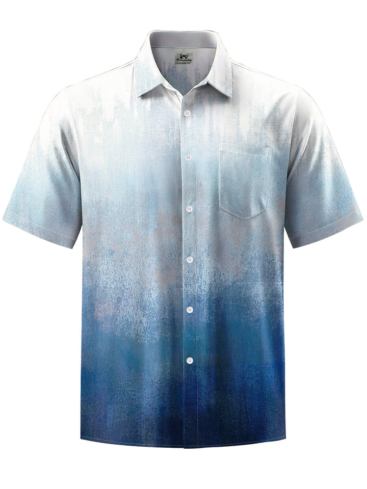 Alohadaddy® Casual Gradient Art Print Chest Pocket Mens Short Sleeve Shirts Big &amp; Tall