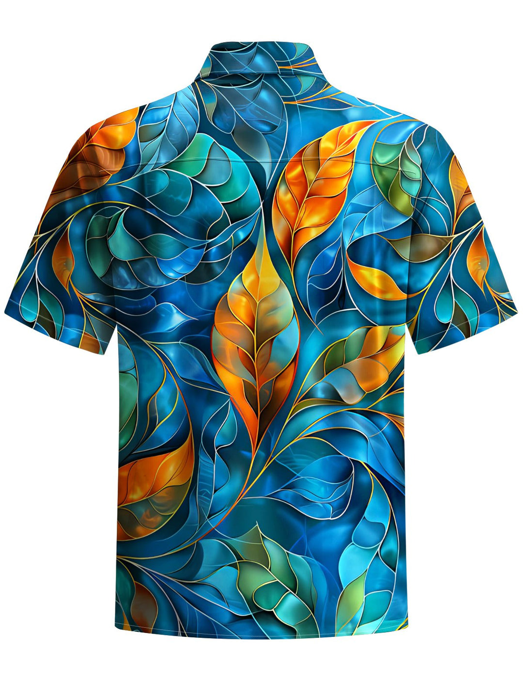 Alohadaddy® Casual Vintage Leaves Art Print Chest Pocket Men&