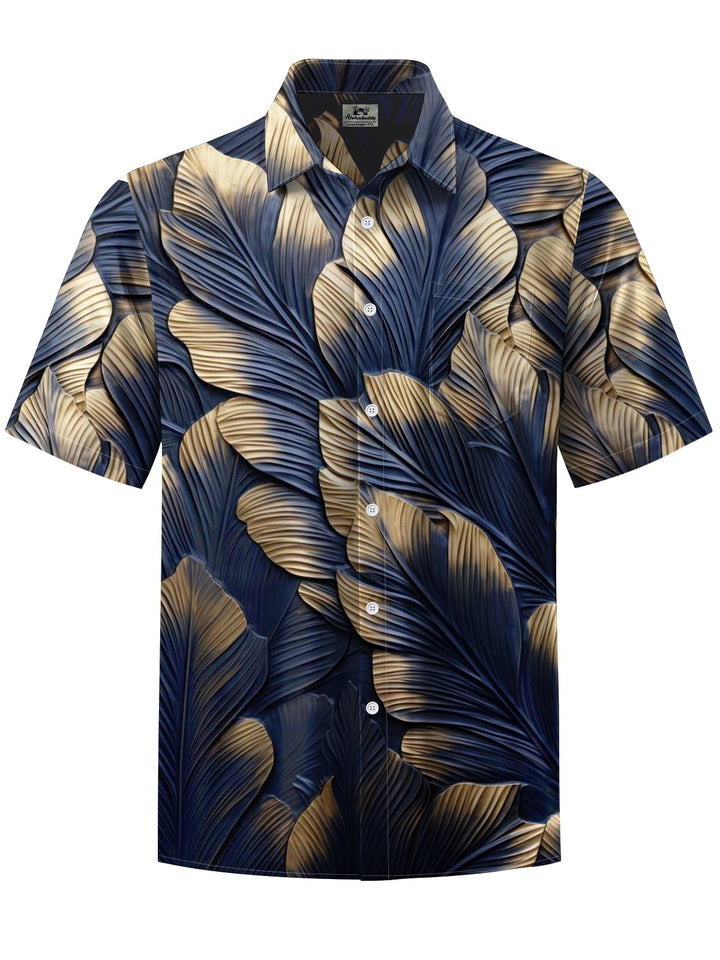 Alohadaddy® Vintage Leaves Art Print Moisture Wicking Mens Short Sleeve Shirt Big &amp; Tall