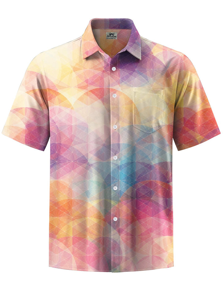 Alohadaddy® Casual Geometric Art Print Chest Pocket Men&