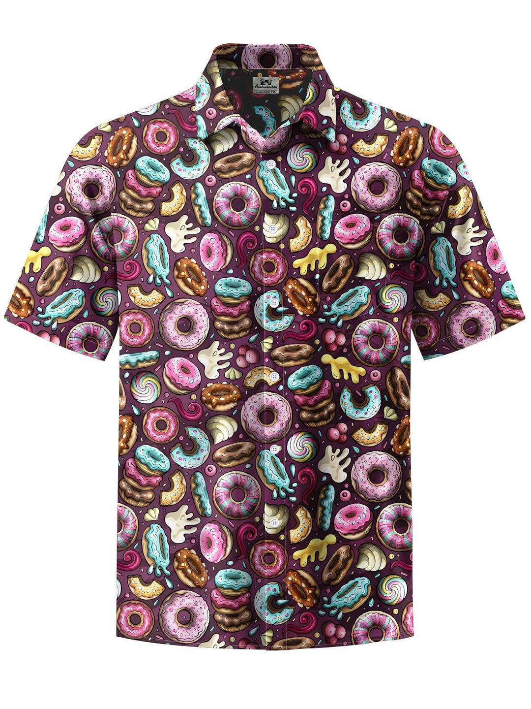 Alohadaddy® Casual Donut Art Print Chest Pocket Men&