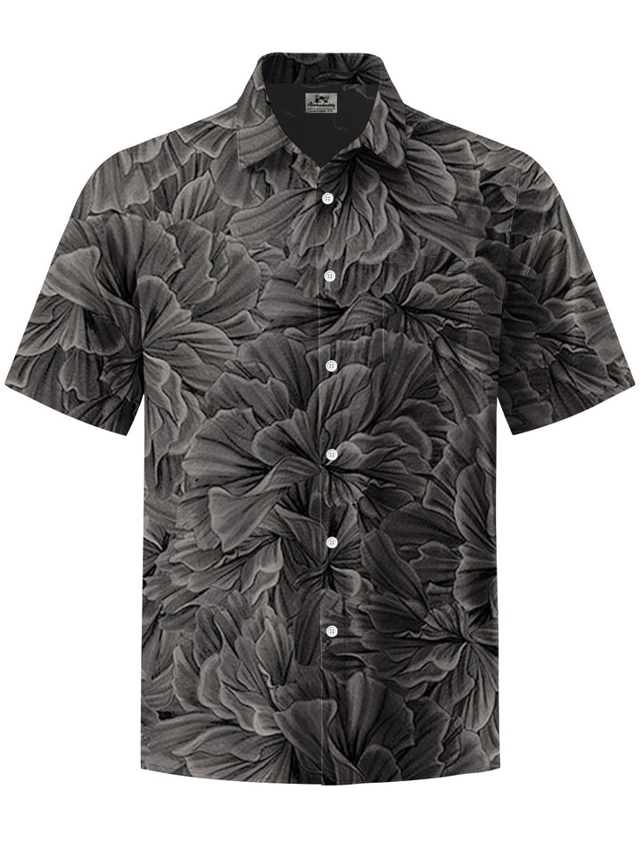 Alohadaddy® Vintage Floral Art Print Chest Pocket Moisture-Wicking Men&