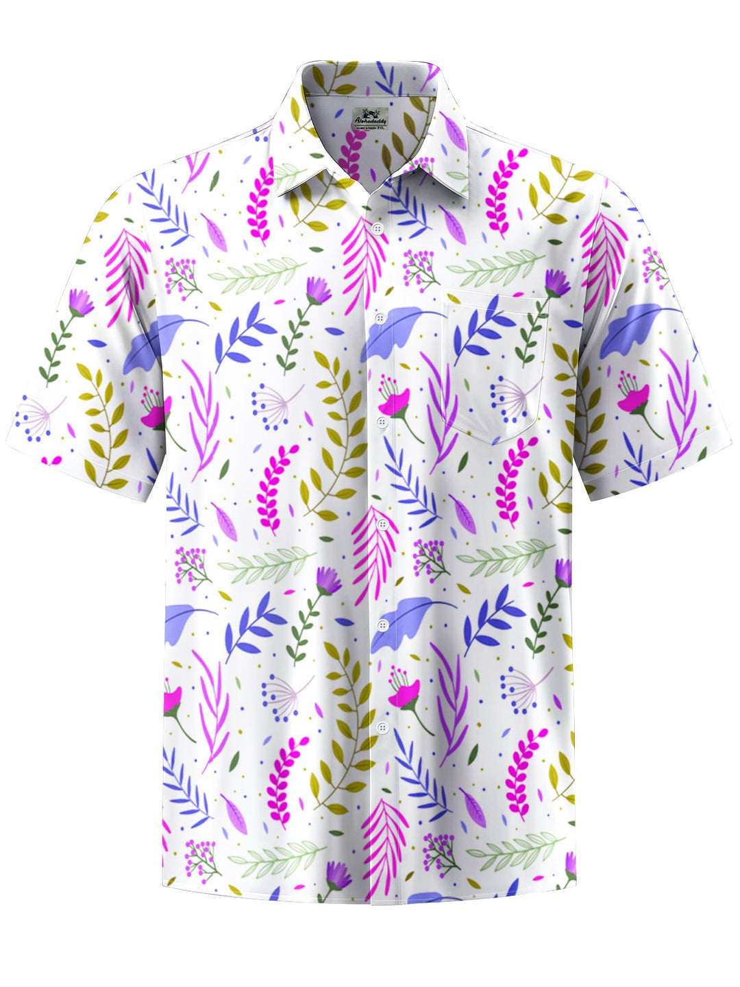 Alohadaddy® Hawaiian Leaf Art Print Chest Pocket Men&