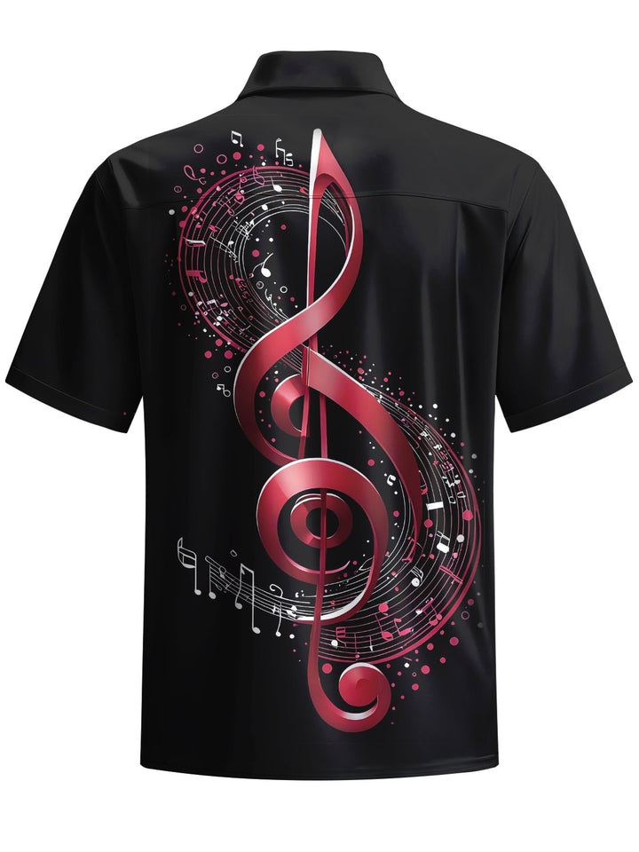 Alohadaddy® Casual Musical Notes Printed Chest Pocket Men&