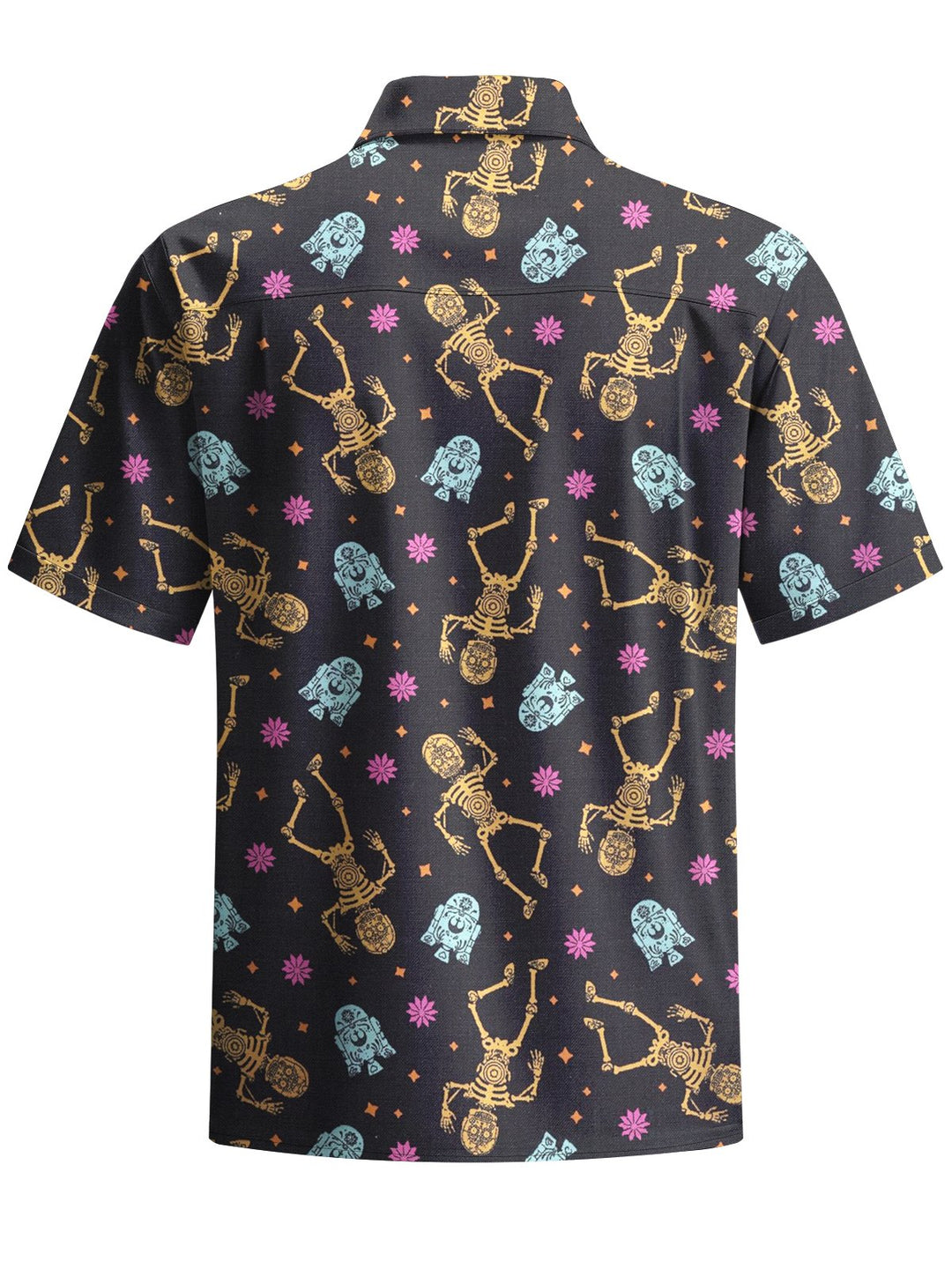 Alohadaddy® Halloween Skull Art Print Chest Pocket Stretch Men&