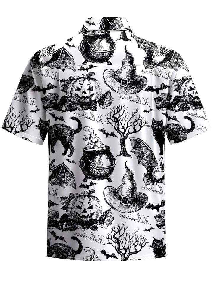 Alohadaddy® Halloween Pumpkin Art Print Chest Pocket Stretch Men&