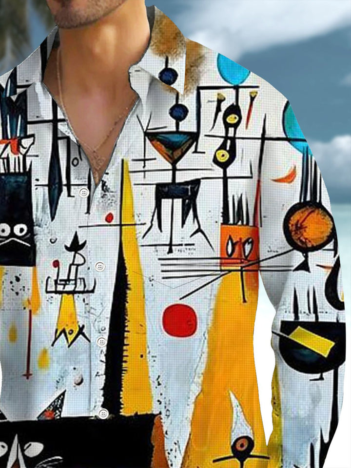 Alohadaddy® Vintage Geometric Cat Print Pocket Stretch Men&