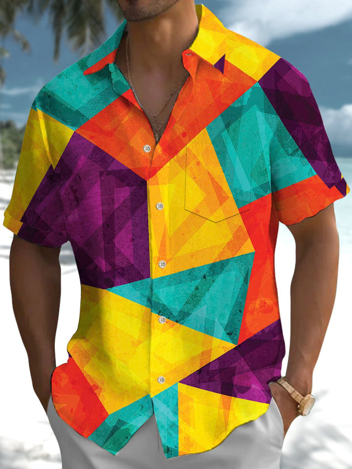 Alohadaddy® Retro Geometric Contrast Art Print Pocket Stretch Men&