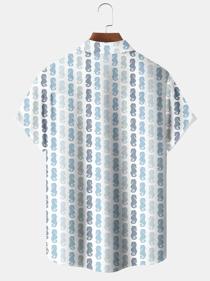 Alohadaddy® Casual Striped Seahorse Print Pocket Stretch Men&