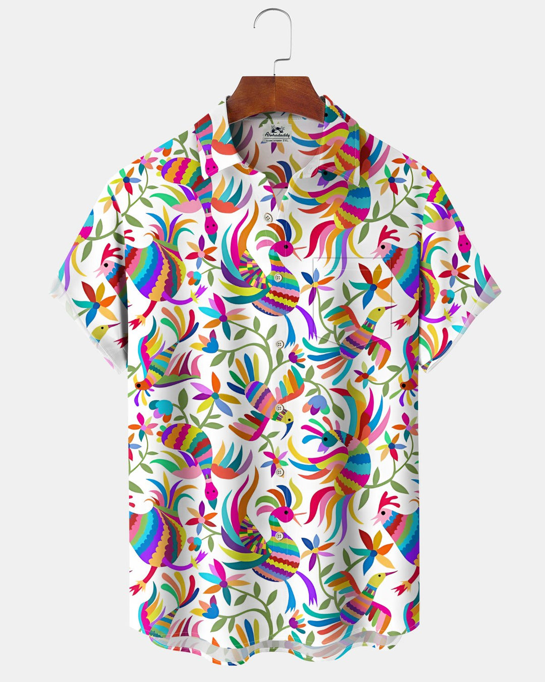 Alohadaddy® Casual Bird Geometric Print Pocket Elastic Button Men&