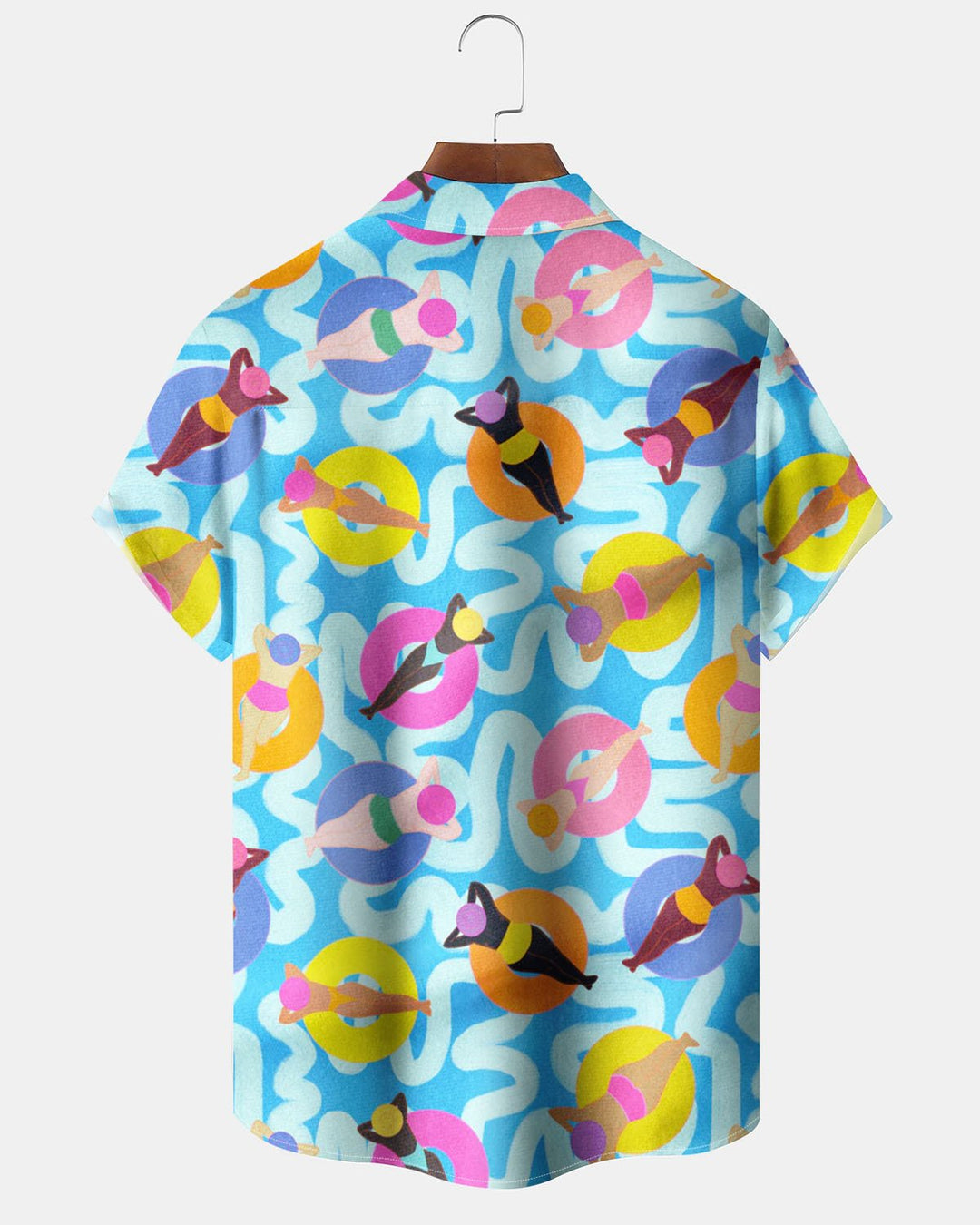 Alohadaddy® Hawaiian Cartoon Swimming Print Art Pocket Button Cardigan Men&