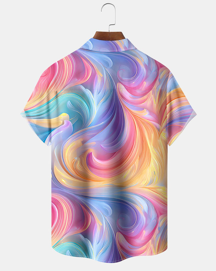 Alohadaddy® Casual Abstract Vibrant Fluid Print Art Button Cardigan Men&