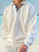 Alohadaddy Men's Plaid Stitching Lapel Long Sleeve Sweatshirt