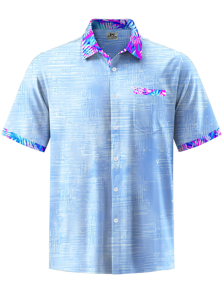 Alohadaddy® Casual Leaves Contrast Color Print Art Chest Pocket Men&