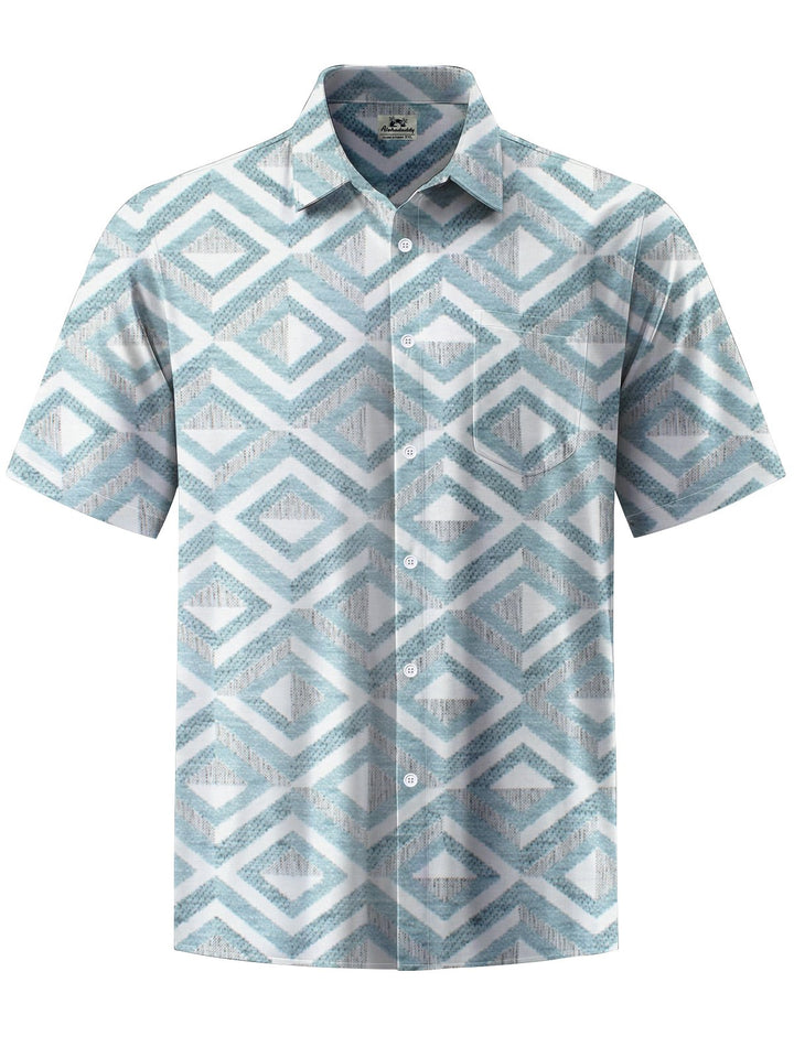 Alohadaddy® Casual Geometric Art Print Chest Pocket Men&