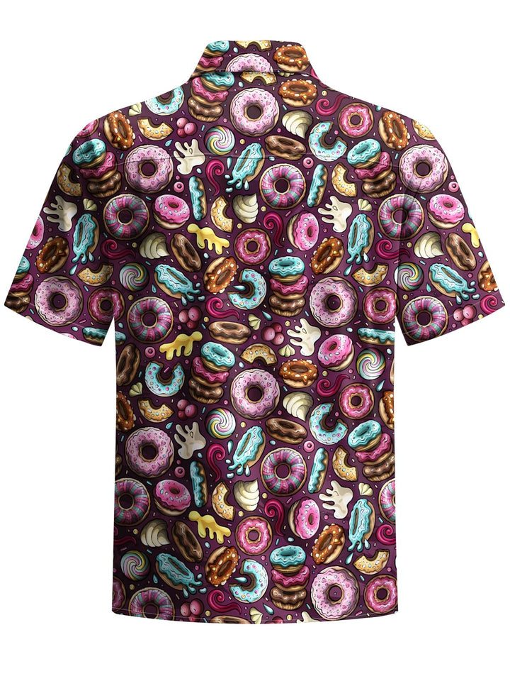 Alohadaddy® Casual Donut Art Print Chest Pocket Men&