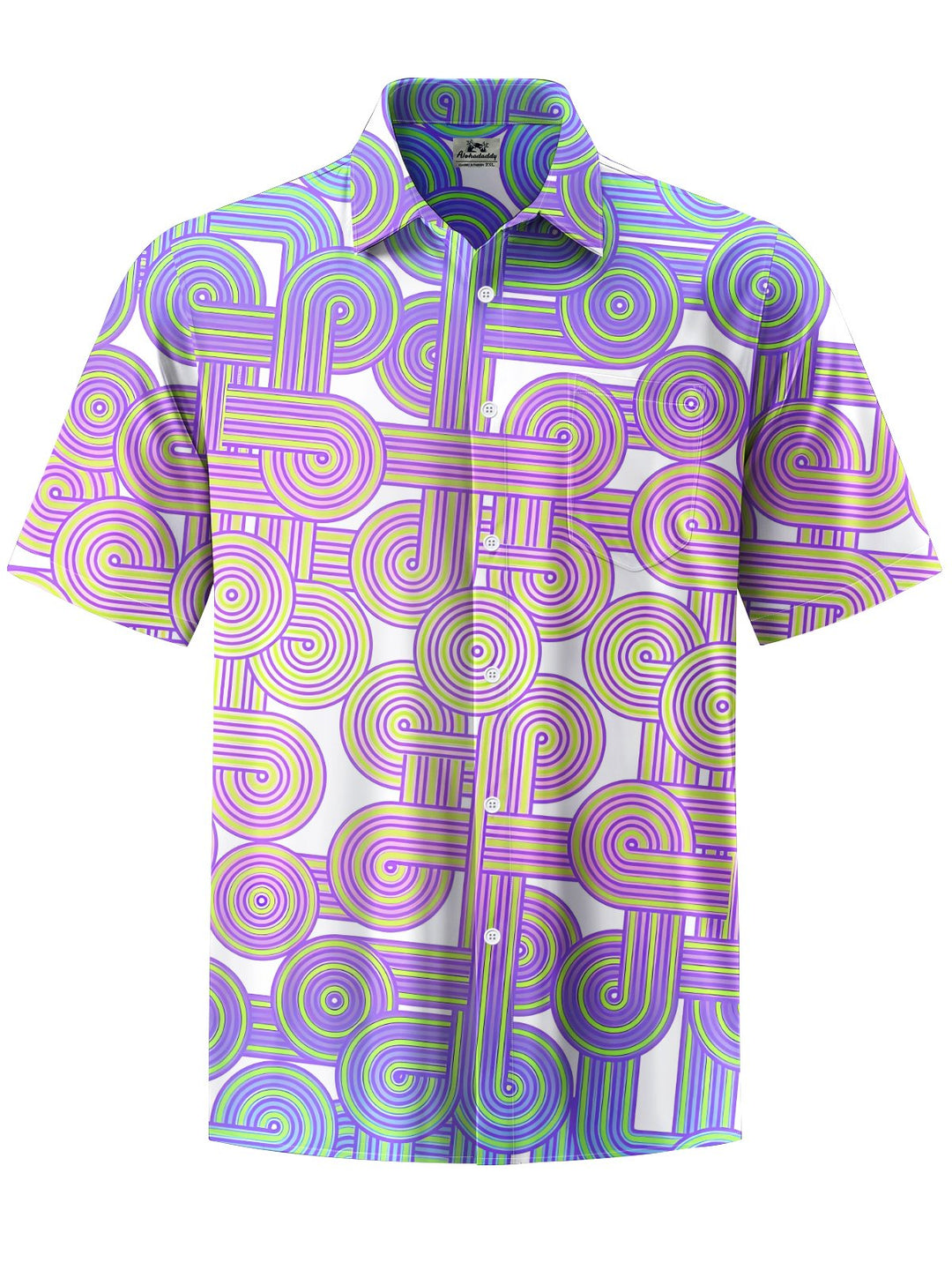 Alohadaddy® Casual Gradient Abstract Art Print Chest Pocket Men&