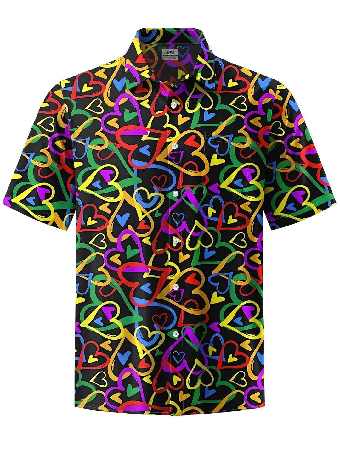 Alohadaddy® Casual Heart Geometric Art Print Chest Pocket Men&