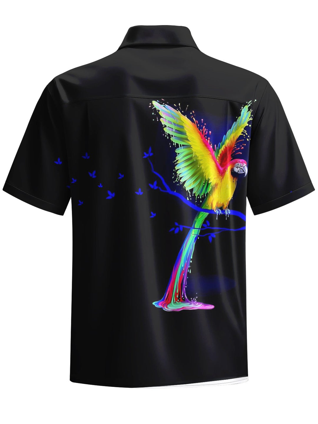 Alohadaddy® Casual Parrot Art Print Chest Pocket Men&