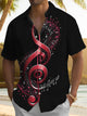 Alohadaddy® Casual Musical Notes Printed Chest Pocket Men's Stretch Short Sleeve Shirt Big & Tall