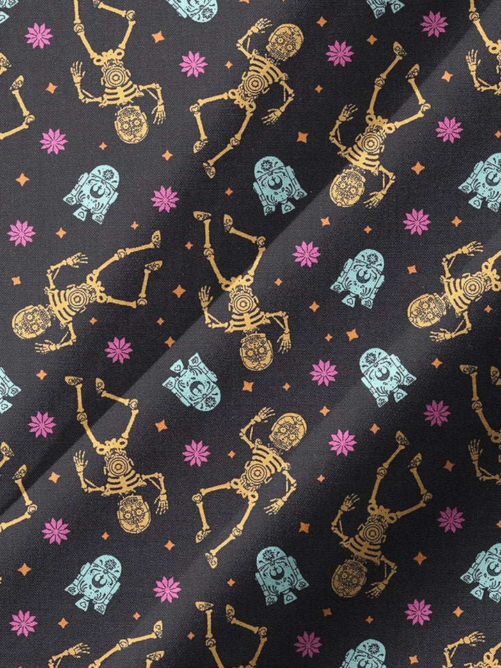 Alohadaddy® Halloween Skull Art Print Chest Pocket Stretch Men&