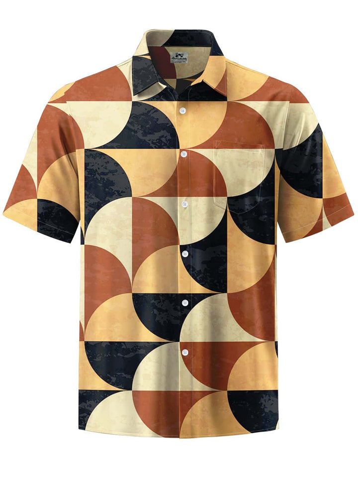 Alohadaddy® Casual Geometric Art Print Chest Pocket Men&