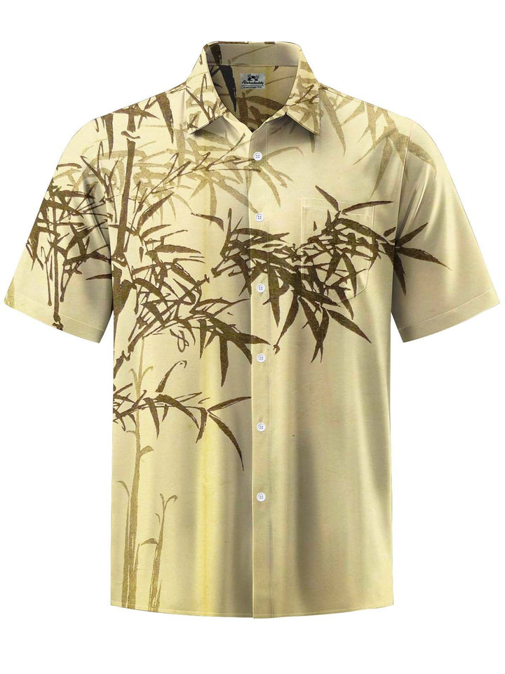 Alohadaddy® Vintage Bamboo Art Print Chest Pocket Men&
