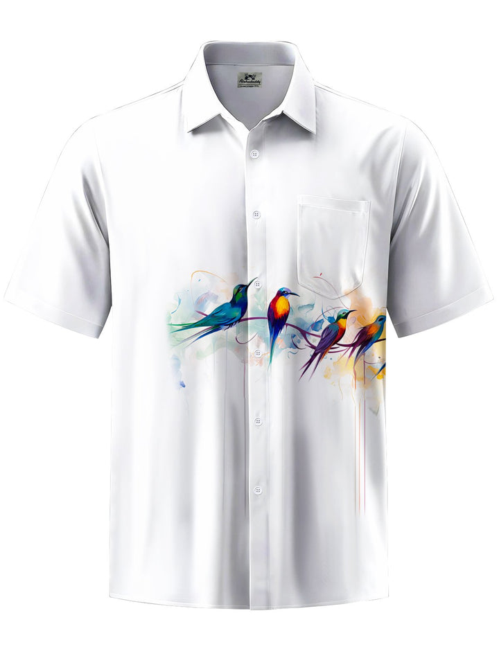 Alohadaddy® Casual Bird Art Print Pocket Stretch Men&