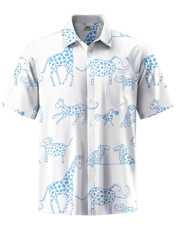 Alohadaddy® Casual Animal Elephant Print Button Pocket Stretch Men&
