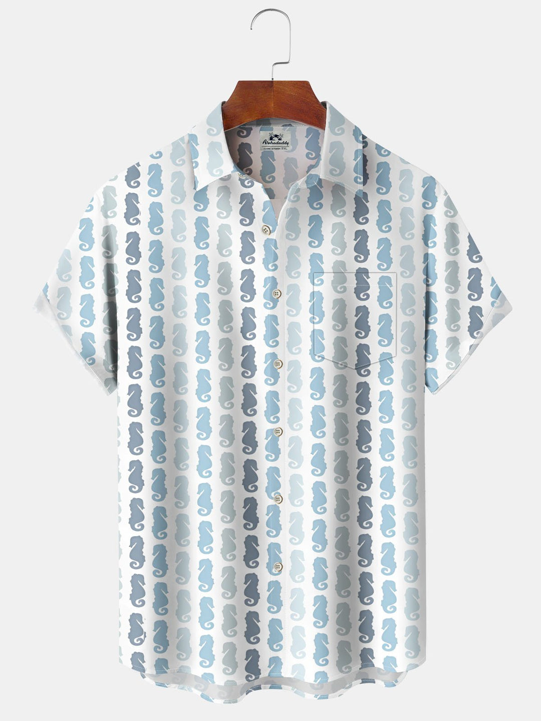Alohadaddy® Casual Striped Seahorse Print Pocket Stretch Men&