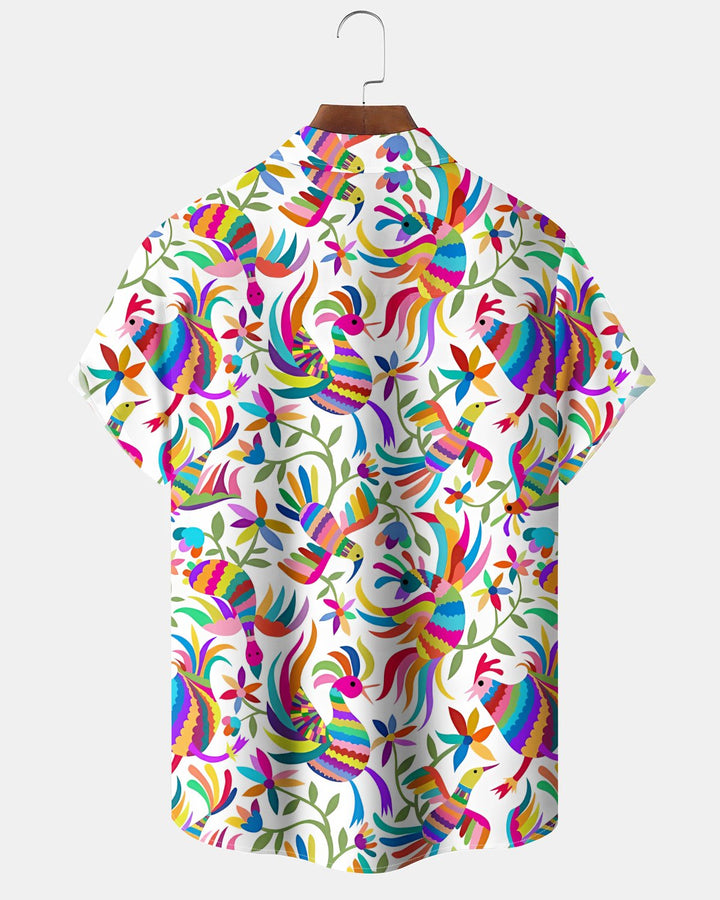 Alohadaddy® Casual Bird Geometric Print Pocket Elastic Button Men&